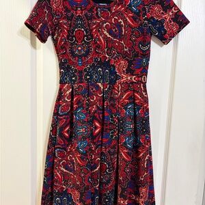 LuLaRoe Red and Blue Paisley Midi Dress